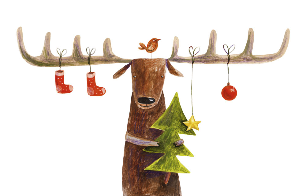 Elch mit Weihnachtsbaum Elch mit Weihnachtsbaum